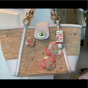 Coach Hampton Weekend Straw medium tote.
